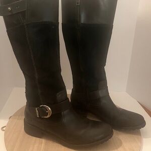 Timberland Women’s Tall Black Leather & Suede Riding Boots Size 9.5M